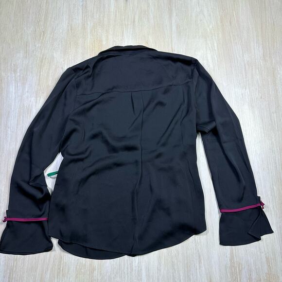 BCBGeneration Wrap Long Sleeve Femme Coquette Color Accent Tie Blouse Large - Picture 6 of 13